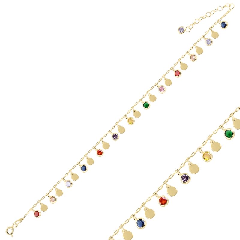 Dangle%20Sequin%20&%20Multi%20Color%20CZ%20Anklet-Gold%20Plated