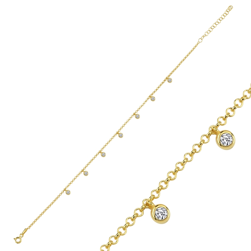 CZ%20Dangle%20Rolo%20Chain%20Charm%20Anklet-Gold%20Plated