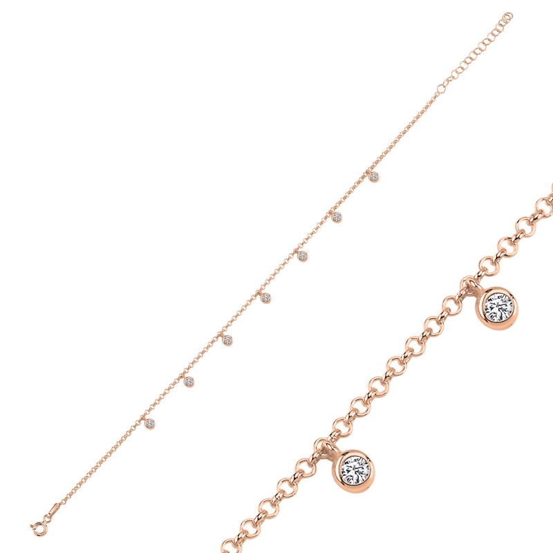 CZ%20Dangle%20Rolo%20Chain%20Charm%20Anklet-Rose%20Gold%20Plated