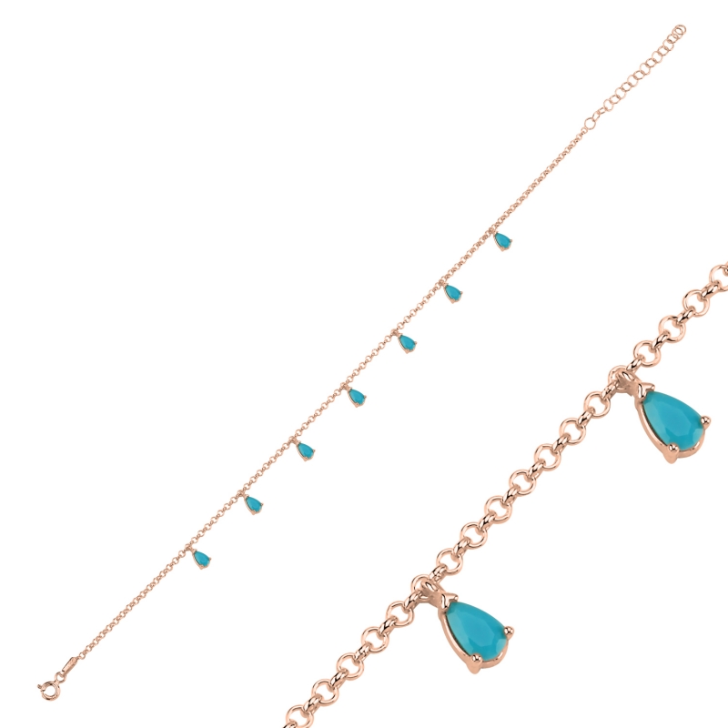 Nano%20Turquoise%20Dangle%20Rolo%20Chain%20Charm%20Anklet-Rose%20Gold%20Plated