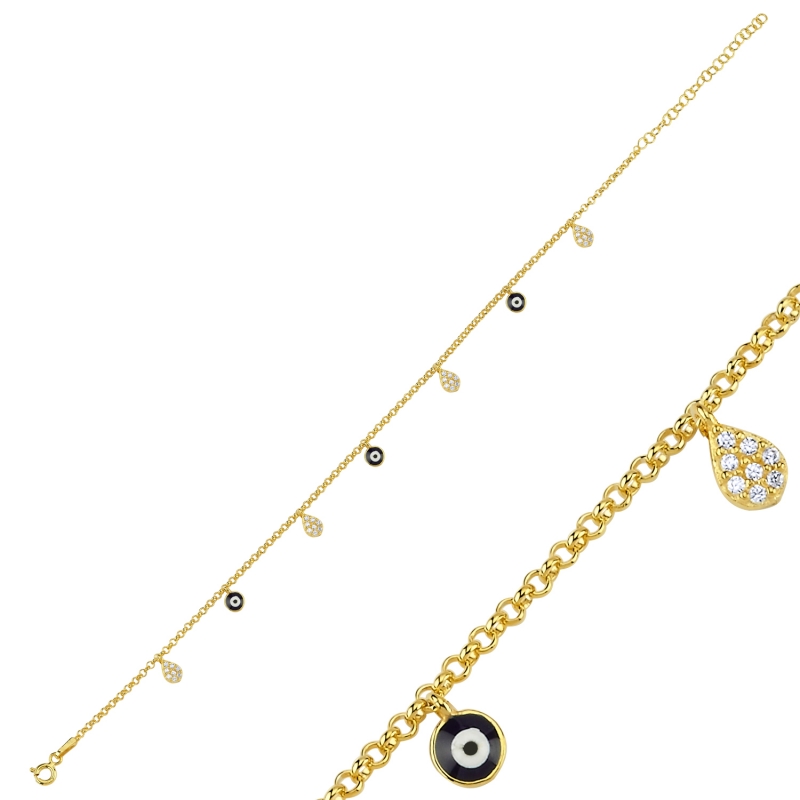 Enamel%20Eye%20&%20CZ%20Dangle%20Rolo%20Chain%20Charm%20Anklet-Gold%20Plated