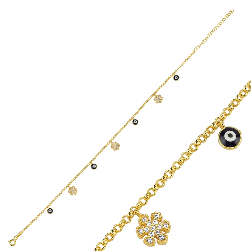 Enamel%20Eye%20&%20CZ%20Dangle%20Rolo%20Chain%20Charm%20Anklet-Gold%20Plated