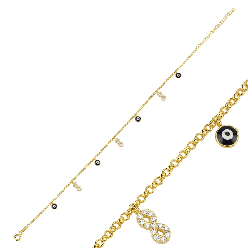 Enamel%20Eye%20&%20CZ%20Dangle%20Rolo%20Chain%20Charm%20Anklet-Gold%20Plated