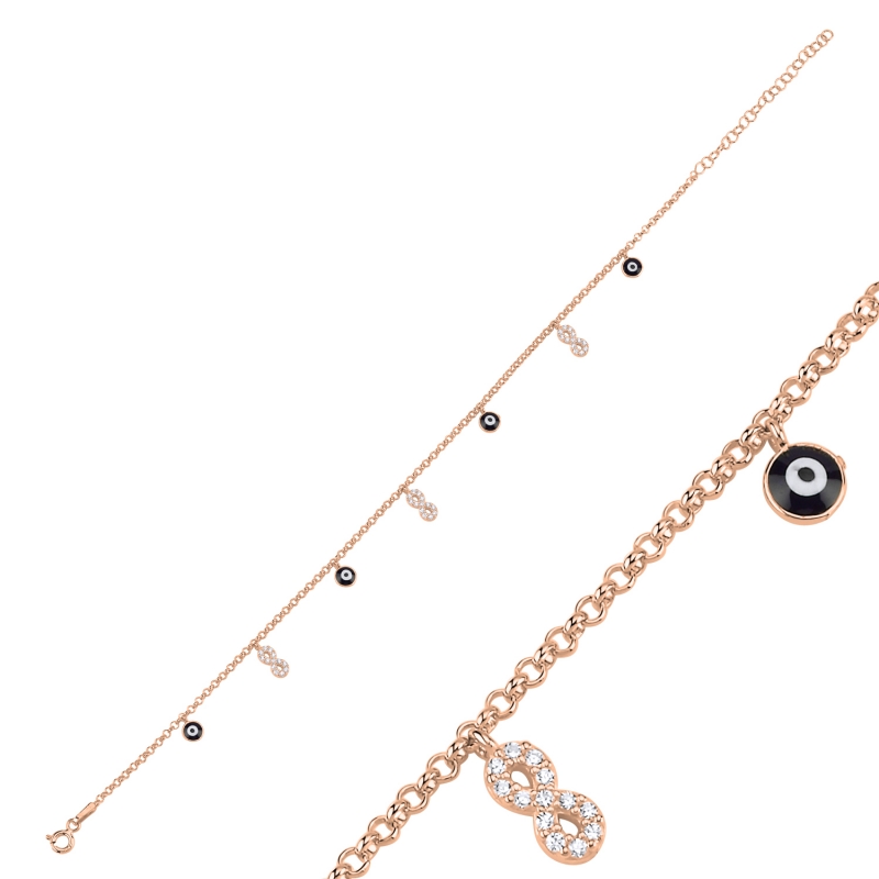 Enamel%20Eye%20&%20CZ%20Dangle%20Rolo%20Chain%20Charm%20Anklet-Rose%20Gold%20Plated