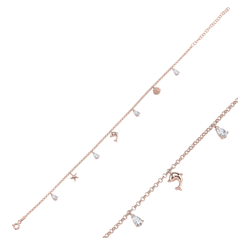 Dangle%20Rolo%20Chain%20Charm%20Anklet-Rose%20Gold%20Plated