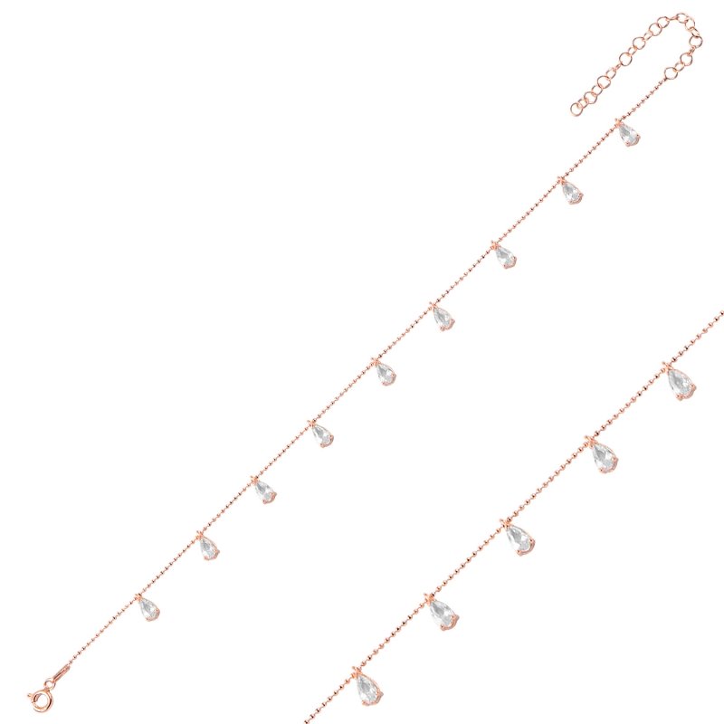 Teardrop%20CZ%20Dangle%20Charm%20Anklet-Rose%20Gold%20Plated