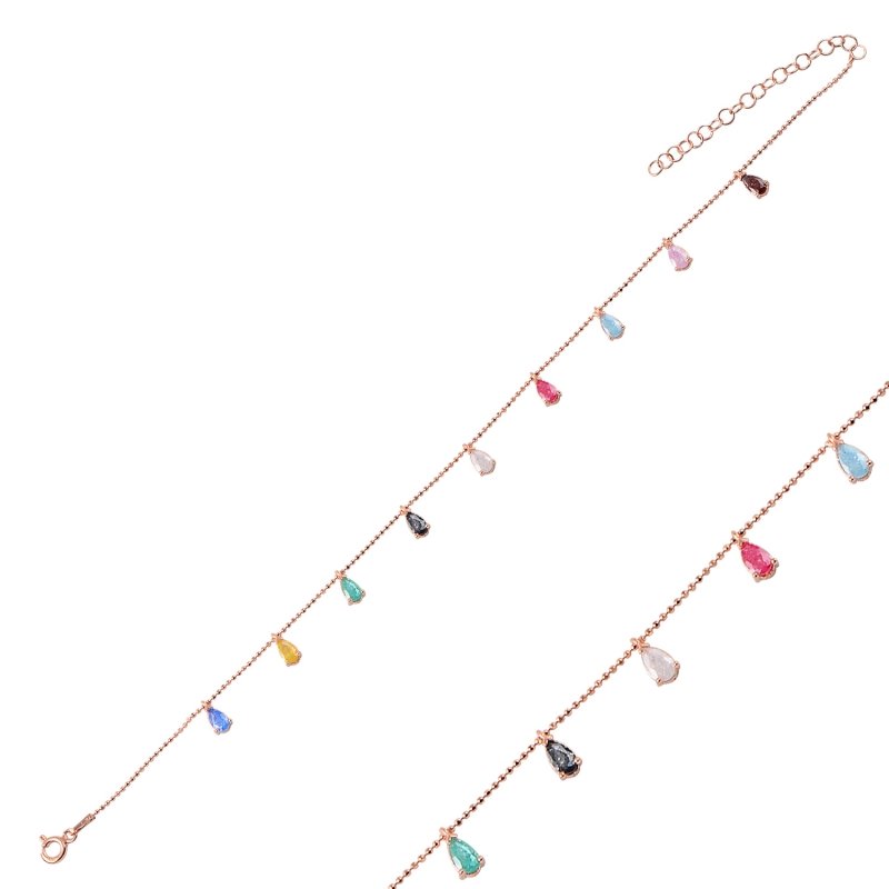 Teardrop%20Ice%20CZ%20Dangle%20Charm%20Anklet-Rose%20Gold%20Plated