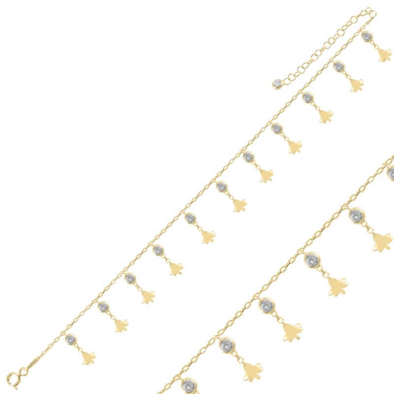 Dangle%20Sycamore%20Leaf%20&%20CZ%20Anklet-Gold%20Plated