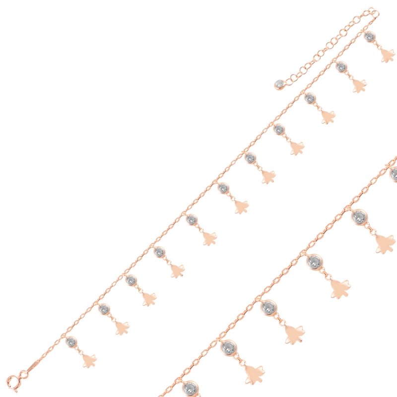 Dangle%20Sycamore%20Leaf%20&%20CZ%20Anklet-Rose%20Gold%20Plated