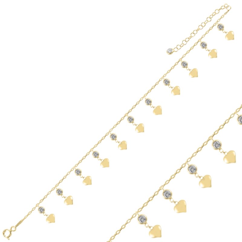 Dangle%20Heart%20&%20CZ%20Anklet-Gold%20Plated