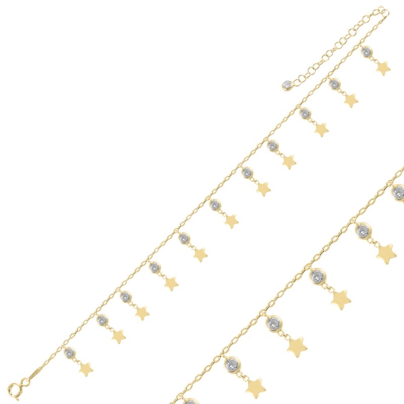 Dangle%20Star%20&%20CZ%20Anklet-Gold%20Plated