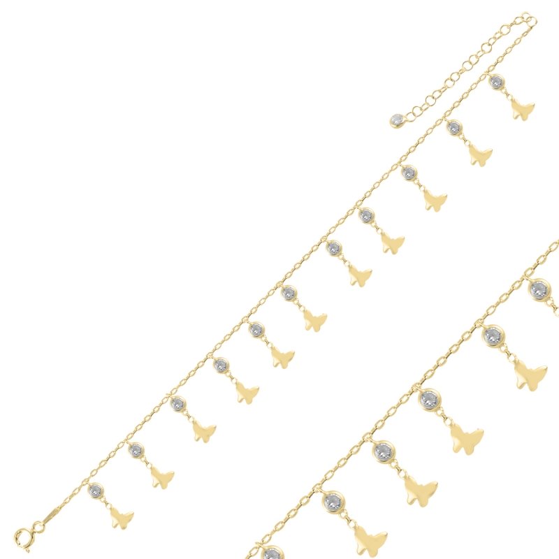 Dangle%20Butterfly%20&%20CZ%20Anklet-Gold%20Plated