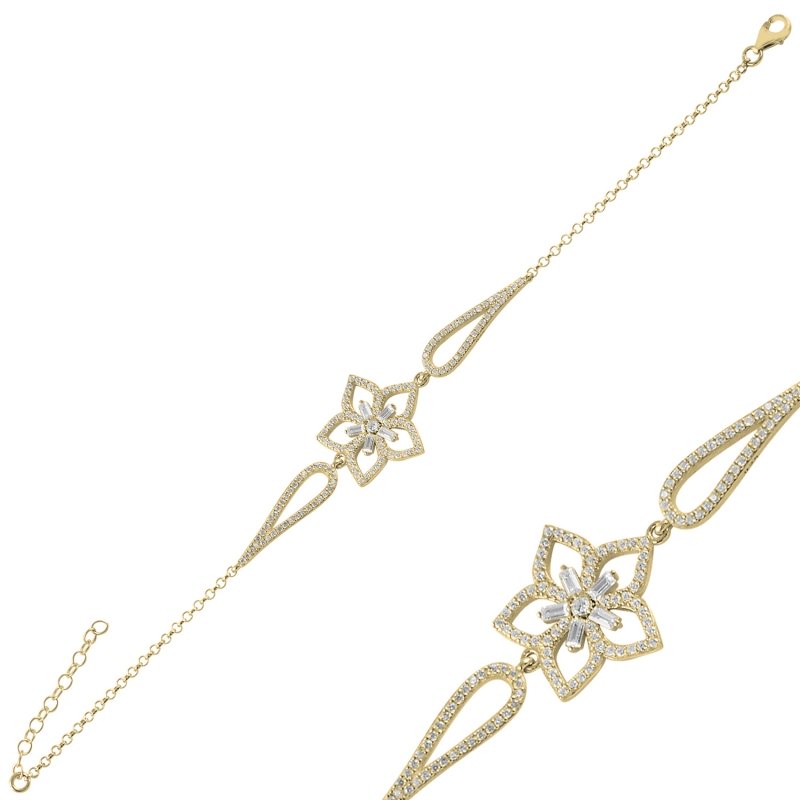 Flower%20Baguette%20CZ%20Bracelet-Gold%20Plated