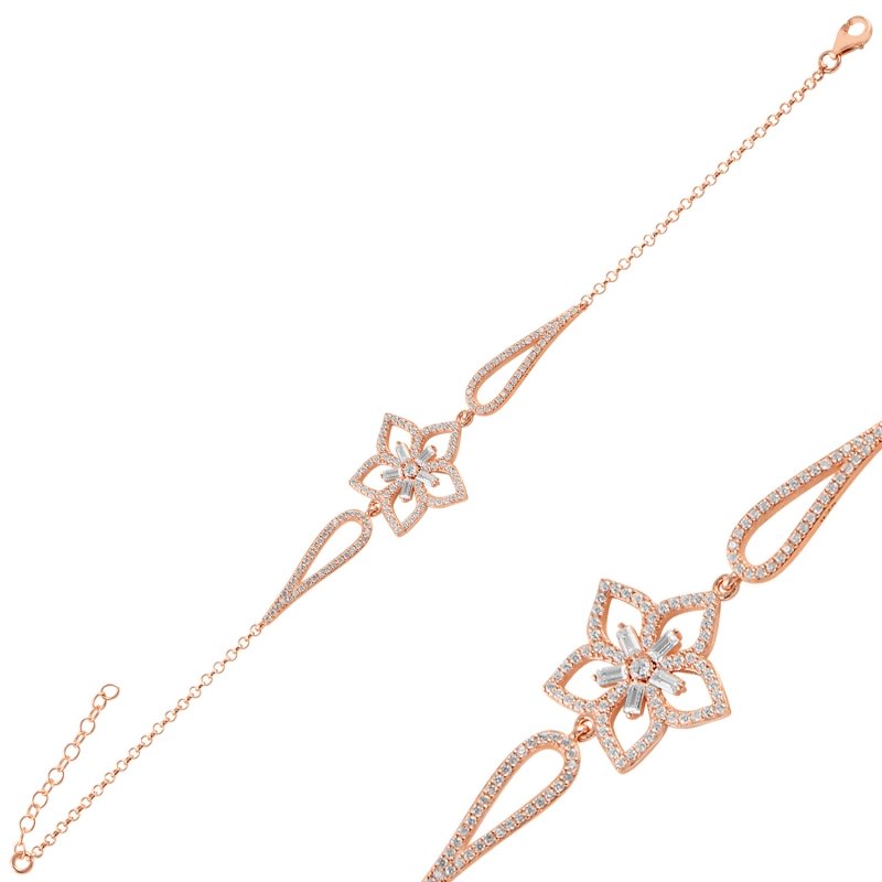 Flower%20Baguette%20CZ%20Bracelet-Rose%20Gold%20Plated