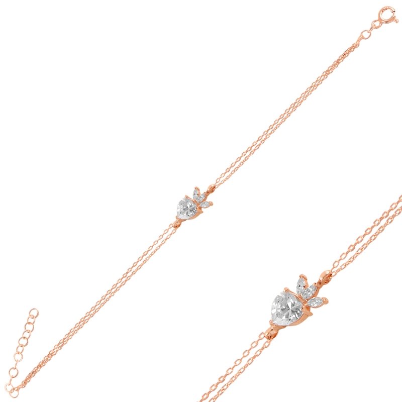 Strawberry%20&%20Heart%20CZ%20Bracelet-Rose%20Gold%20Plated