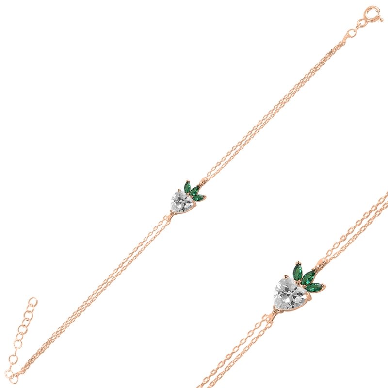 Strawberry%20&%20Heart%20CZ%20Bracelet-Rose%20Gold%20Plated