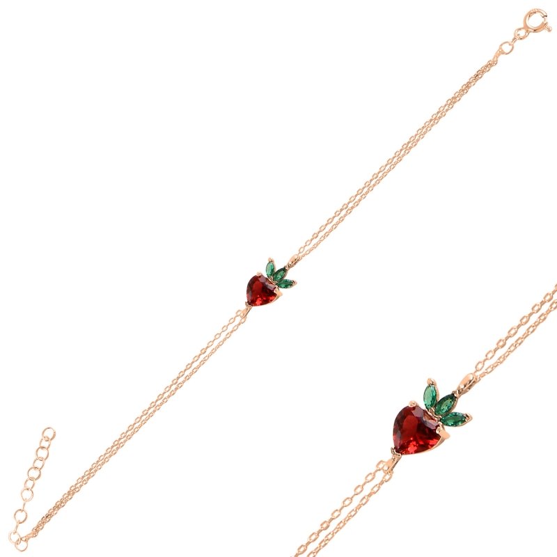 Strawberry%20&%20Heart%20CZ%20Bracelet-Rose%20Gold%20Plated