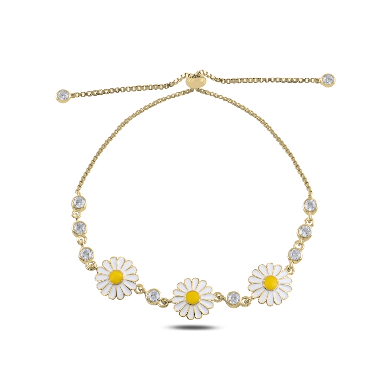 Enamel%20Daisy%20&%20CZ%20Tennis%20Adjustable%20Sliding%20Bracelet-Gold%20Plated