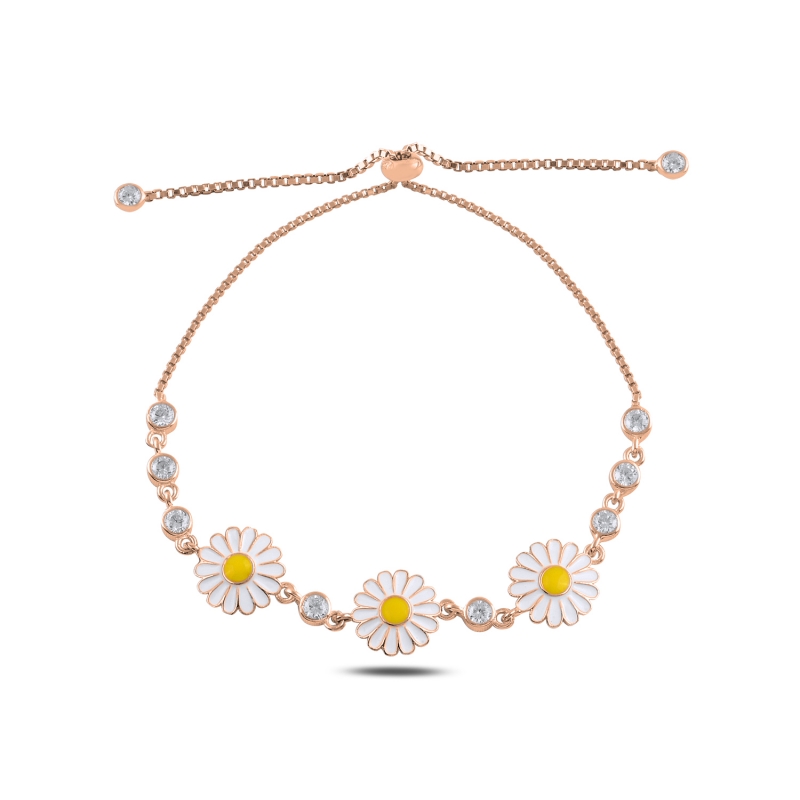 Enamel%20Daisy%20&%20CZ%20Tennis%20Adjustable%20Sliding%20Bracelet-Rose%20Gold%20Plated