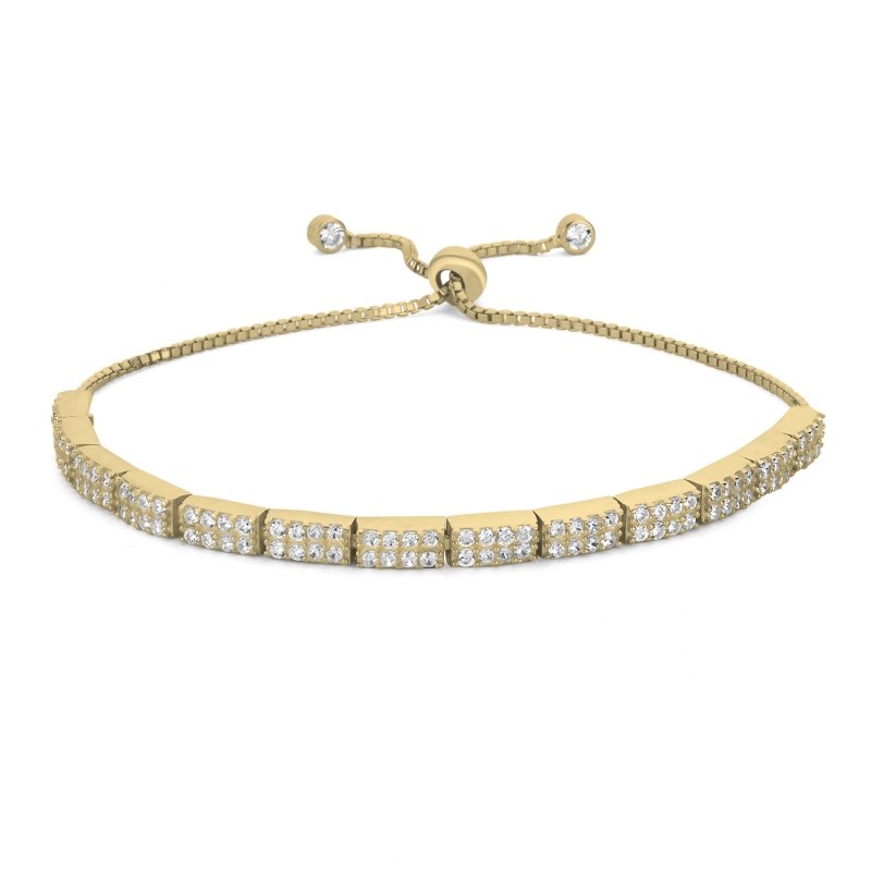 Tennis%202%20Lines%20CZ%20Adjustable%20Sliding%20Bracelet-Gold%20Plated