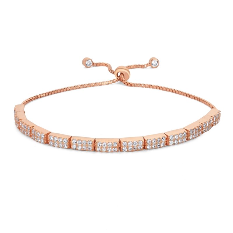 Tennis%202%20Lines%20CZ%20Adjustable%20Sliding%20Bracelet-Rose%20Gold%20Plated