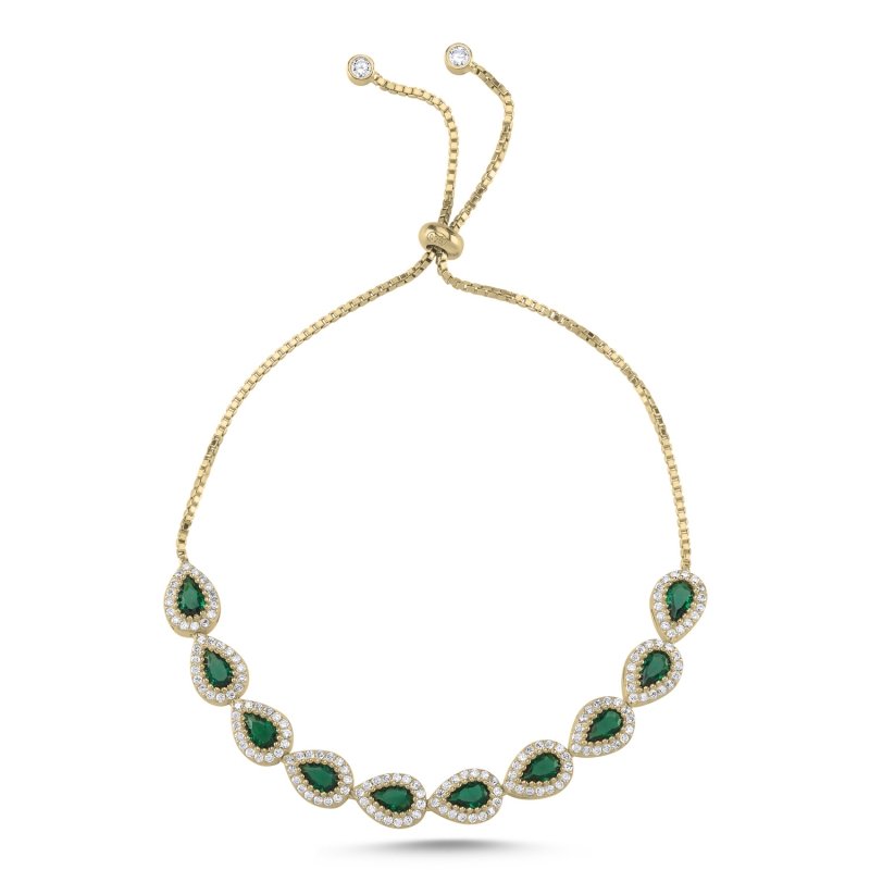 Teardrop%20Emerald%20CZ%20Adjustable%20Sliding%20Bracelet-Gold%20Plated