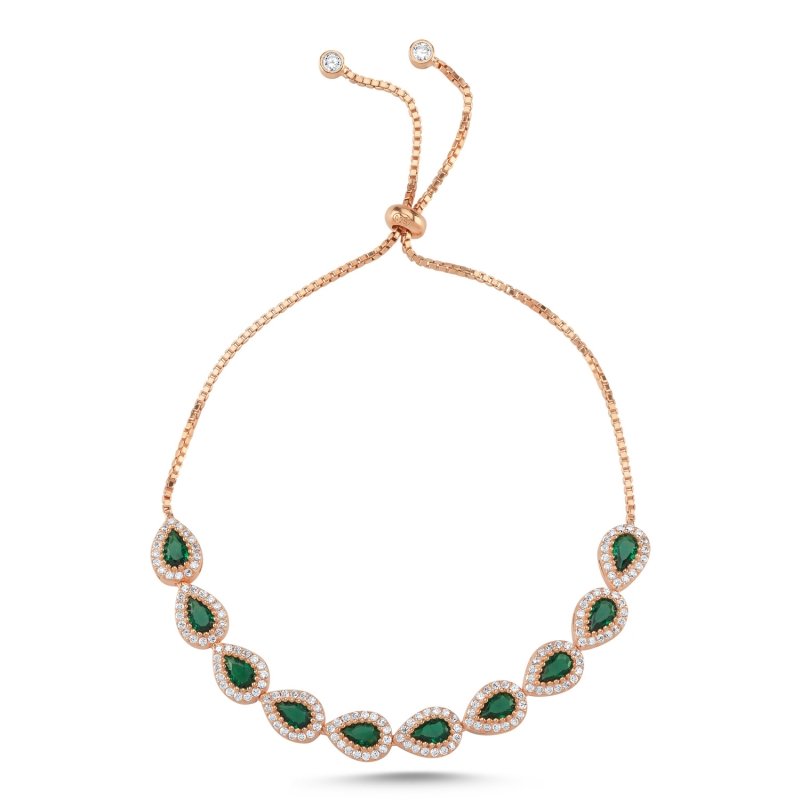 Teardrop%20Emerald%20CZ%20Adjustable%20Sliding%20Bracelet-Rose%20Gold%20Plated