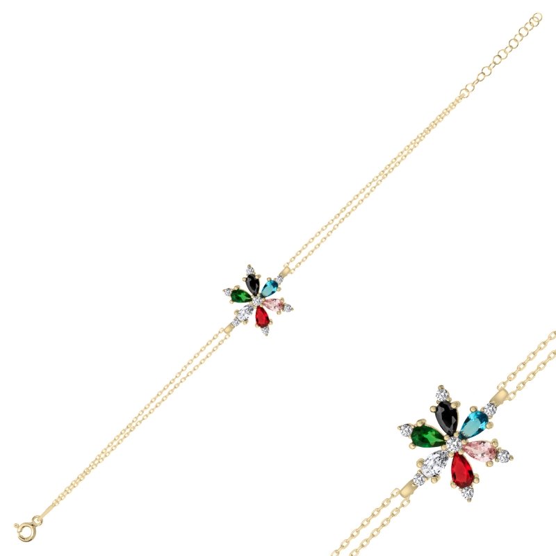 Lotus%20Flower%20Multi%20Color%20CZ%20Bracelet-Gold%20Plated