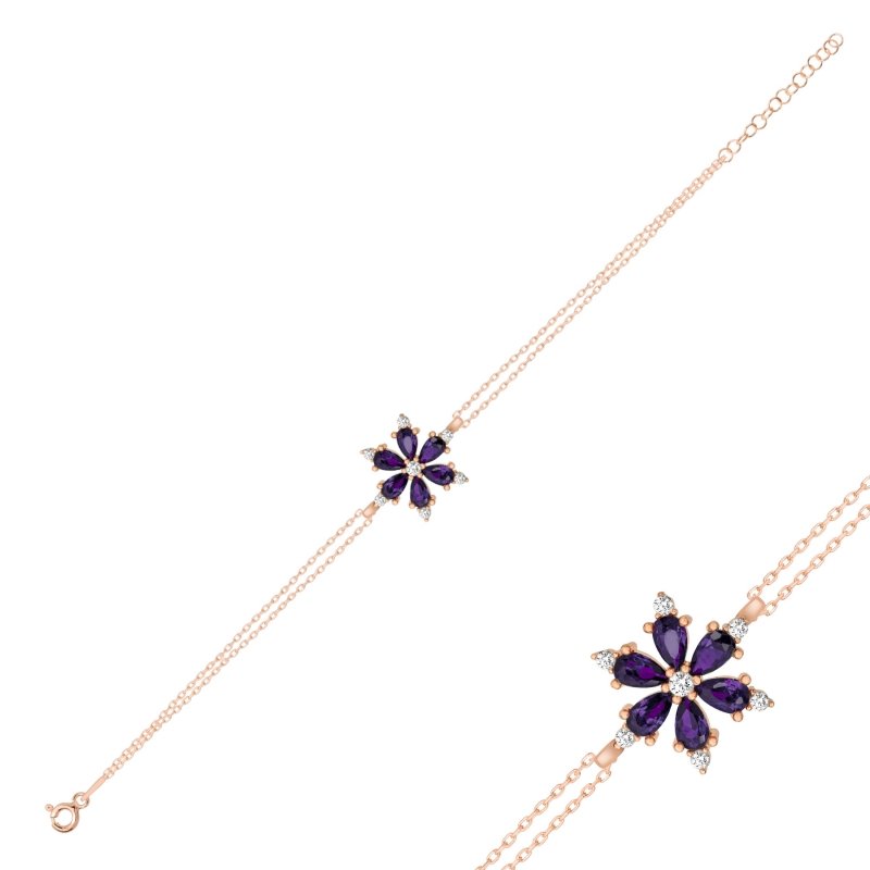 Lotus%20Flower%20Amethyst%20CZ%20Bracelet-Rose%20Gold%20Plated