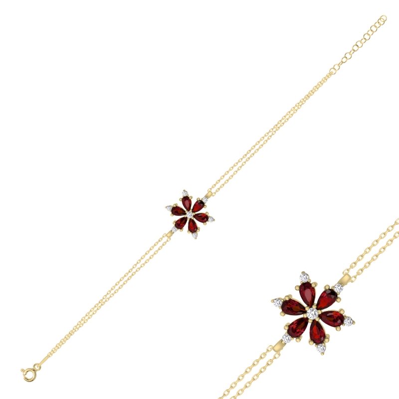 Lotus%20Flower%20Garnet%20CZ%20Bracelet-Gold%20Plated