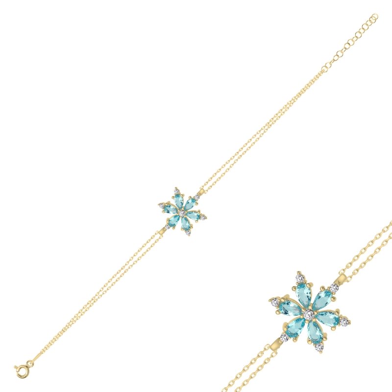 Lotus%20Flower%20Aquamarine%20CZ%20Bracelet-Gold%20Plated