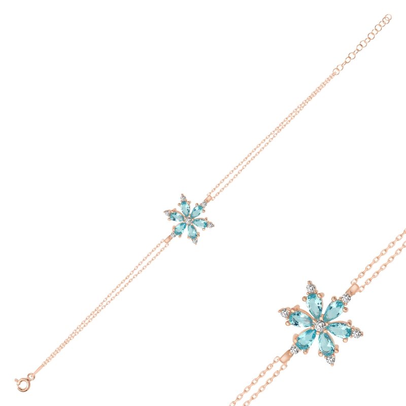 Lotus%20Flower%20Aquamarine%20CZ%20Bracelet-Rose%20Gold%20Plated