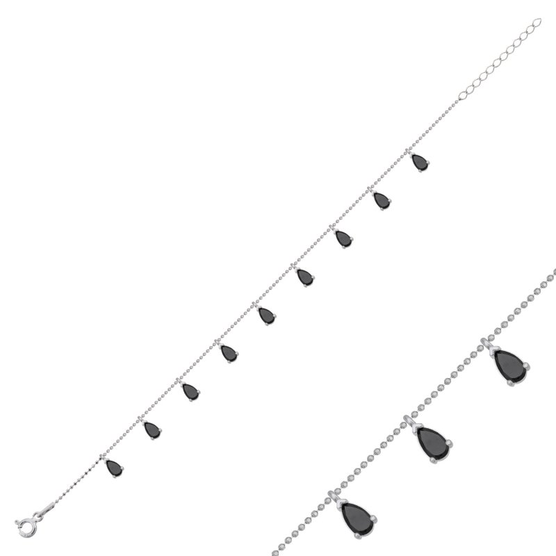 Teardrop%20Black%20CZ%20Dangle%20Charm%20Bracelet