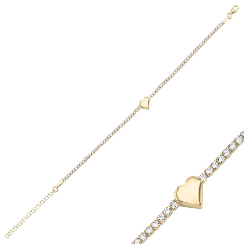 Tennis%20CZ%20Bracelet%20with%20Heart-Gold%20Plated