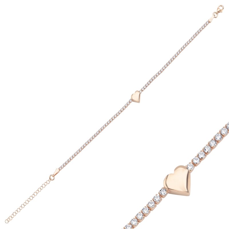 Tennis%20CZ%20Bracelet%20with%20Heart-Rose%20Gold%20Plated