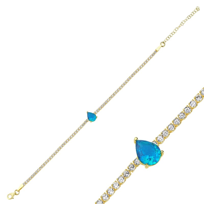 Aquamarine%20CZ%20Tennis%20Bracelet-Gold%20Plated