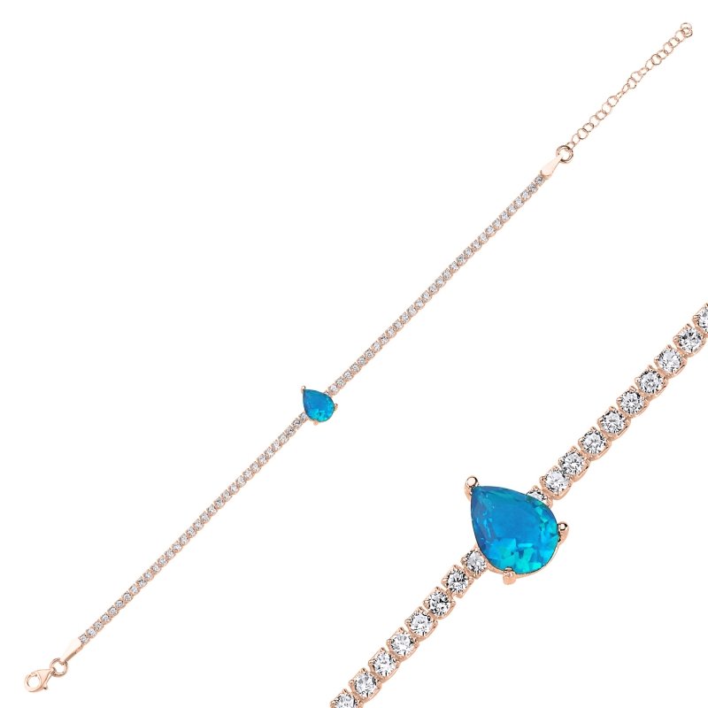 Aquamarine%20CZ%20Tennis%20Bracelet-Rose%20Gold%20Plated