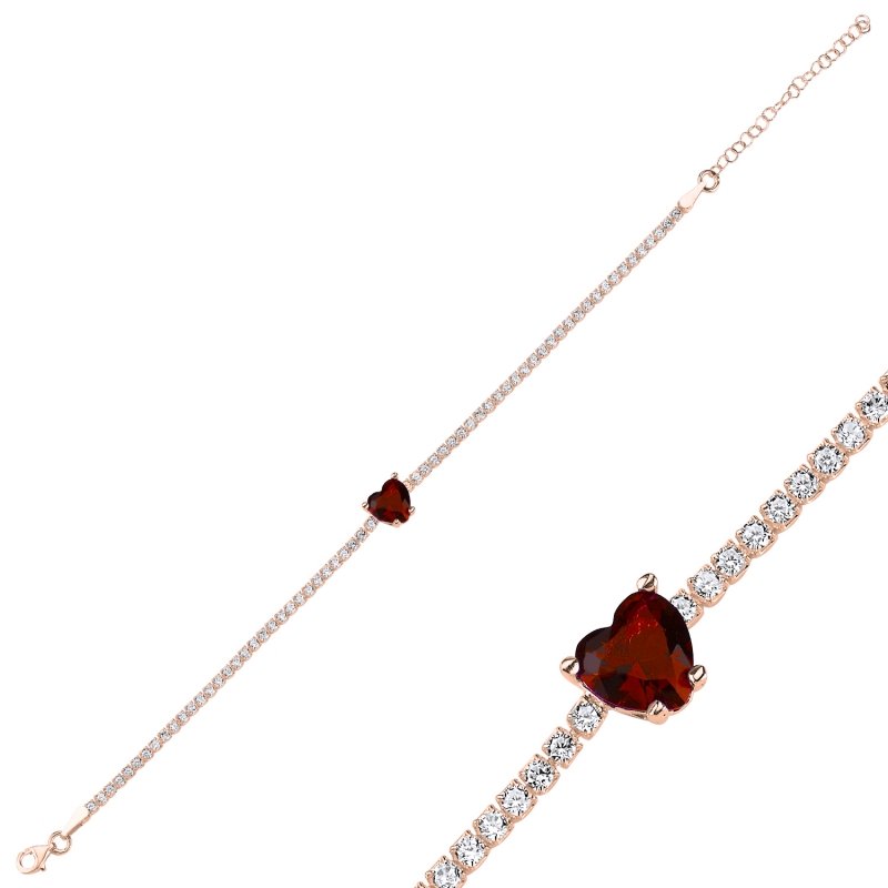 Garnet%20CZ%20Tennis%20Bracelet-Rose%20Gold%20Plated