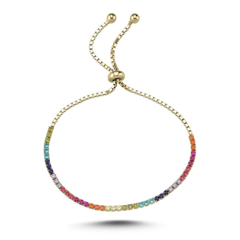 Tennis%202mm%20Colored%20CZ%20Adjustable%20Sliding%20Bracelet-Gold%20Plated