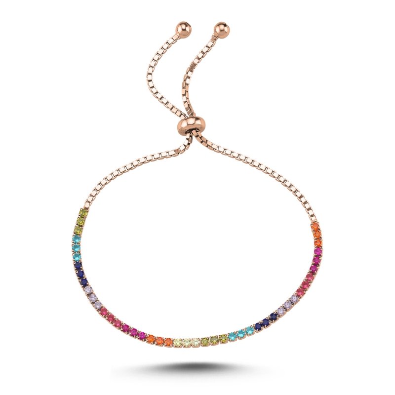 Tennis%202mm%20Colored%20CZ%20Adjustable%20Sliding%20Bracelet-Rose%20Gold%20Plated