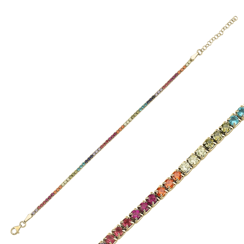 Tennis%202mm%20Colored%20CZ%20Bracelet-Gold%20Plated