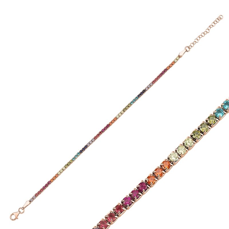 Tennis%202mm%20Colored%20CZ%20Bracelet-Rose%20Gold%20Plated