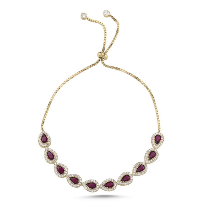 Teardrop%20Ruby%20CZ%20Adjustable%20Sliding%20Bracelet-Gold%20Plated