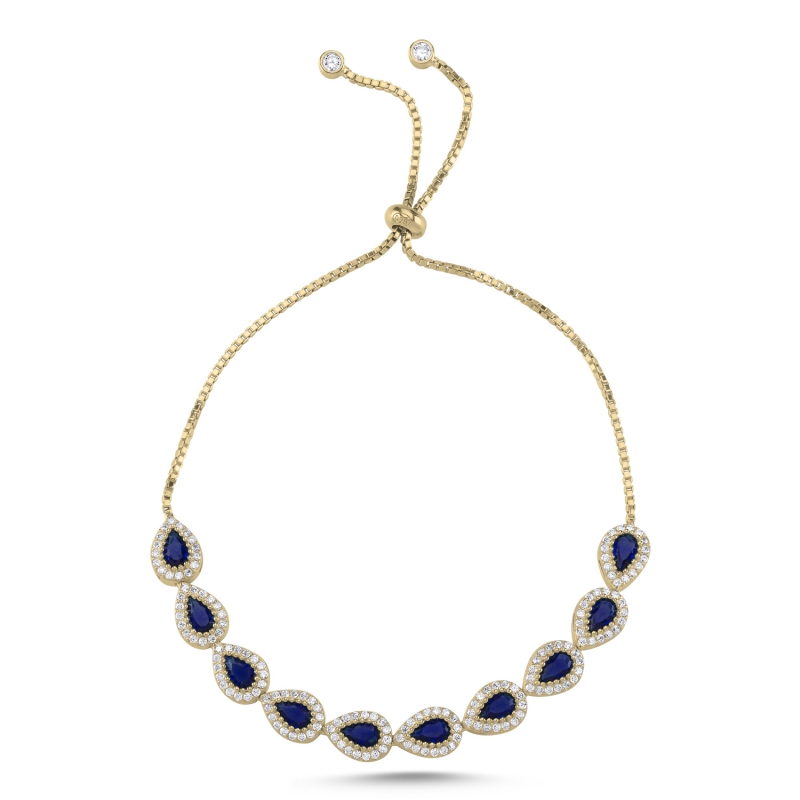 Teardrop%20Sapphire%20CZ%20Adjustable%20Sliding%20Bracelet-Gold%20Plated