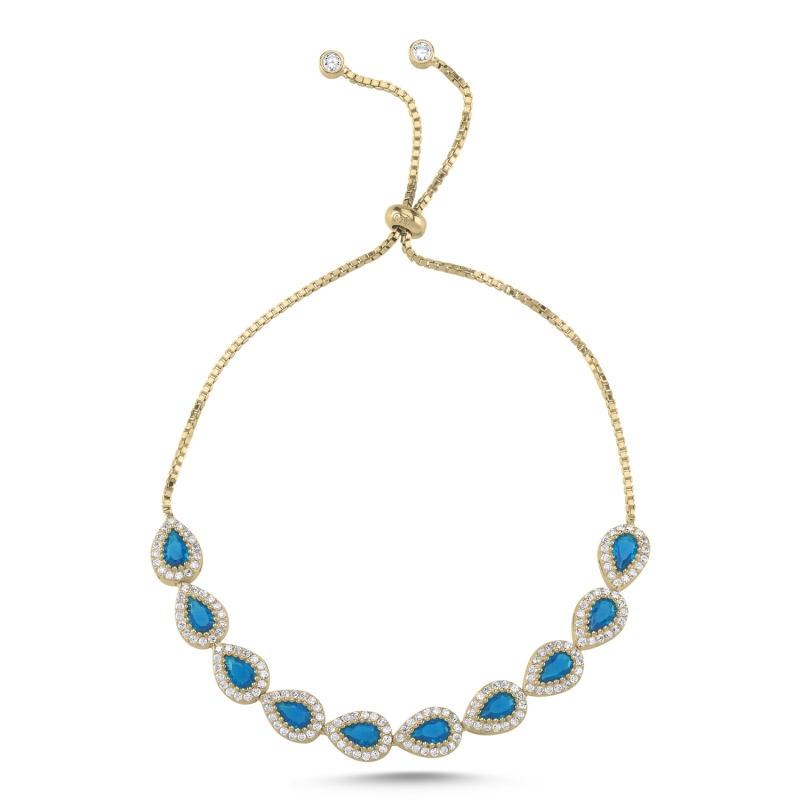 Teardrop%20Aquamarine%20CZ%20Adjustable%20Sliding%20Bracelet-Gold%20Plated