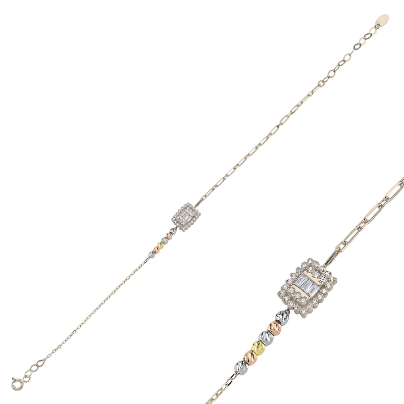 Diamond%20Cut%20Tricolor%20Ball%20With%20CZ%20Bracelet-Gold%20Plated