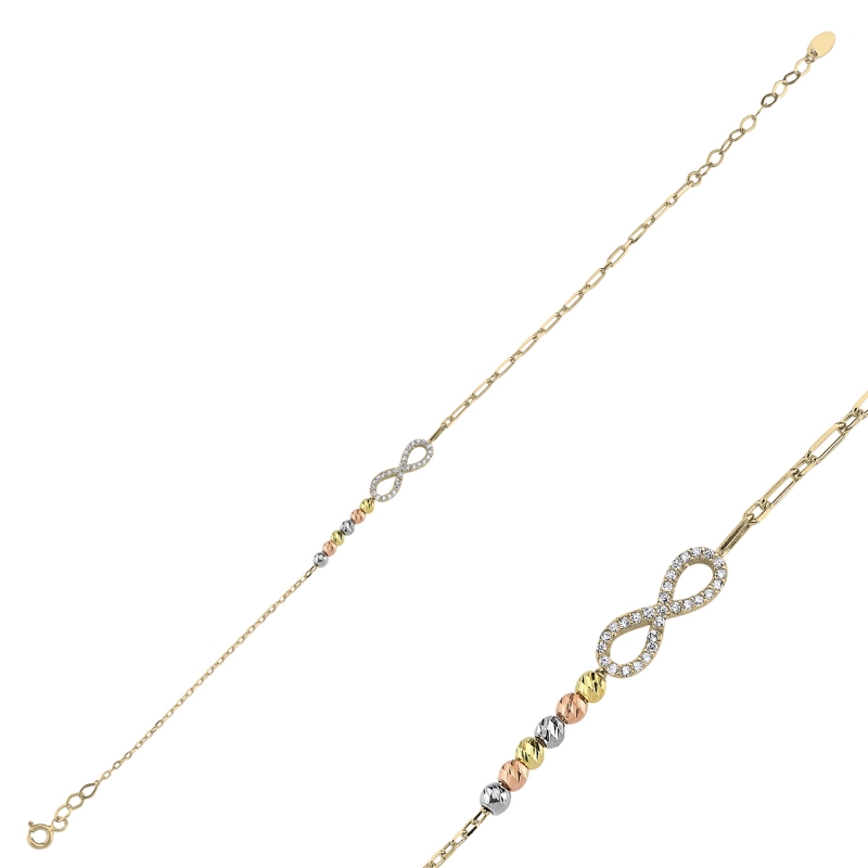 Diamond%20Cut%20Tricolor%20Ball%20&%20Infinity%20CZ%20Bracelet-Gold%20Plated