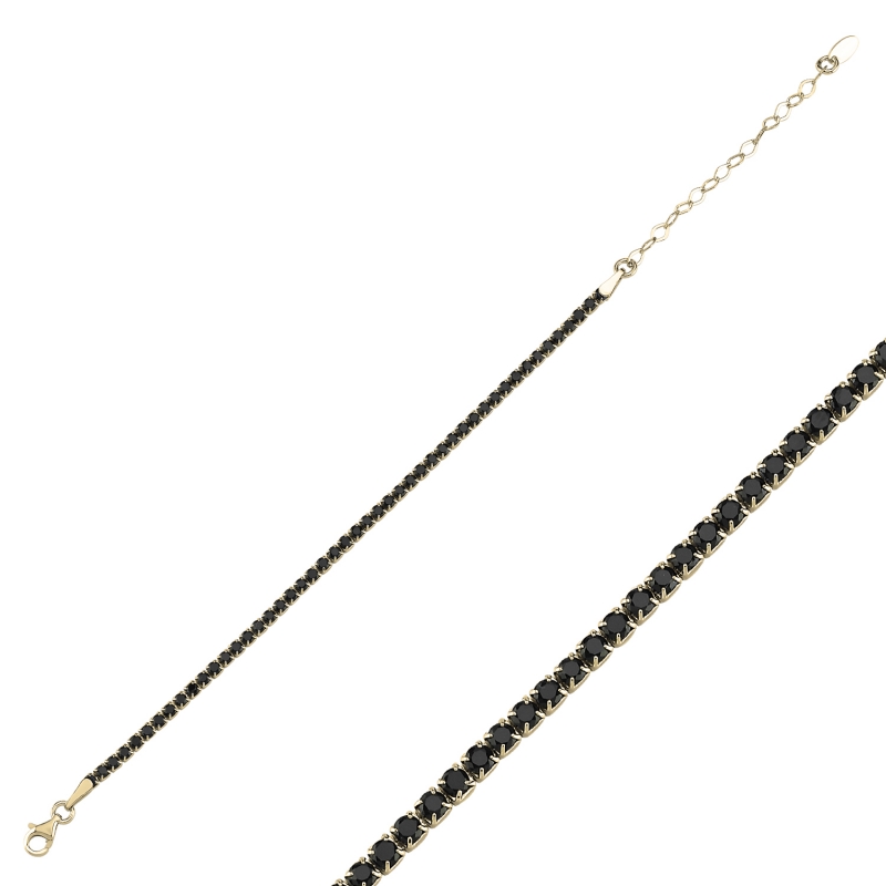 Tennis%202.5mm%20Black%20CZ%20Bracelet-Gold%20Plated