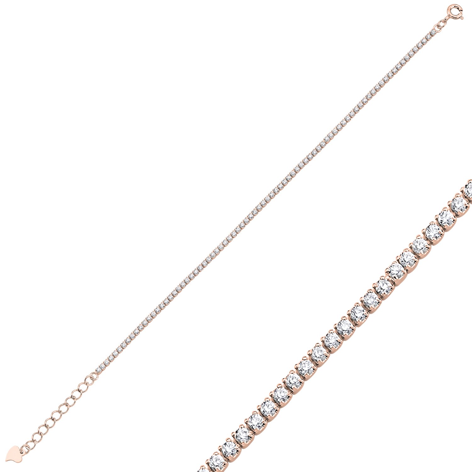 1.50mm%20Square%20&%20CZ%20Tennis%20Bracelet-Rose%20kaplama