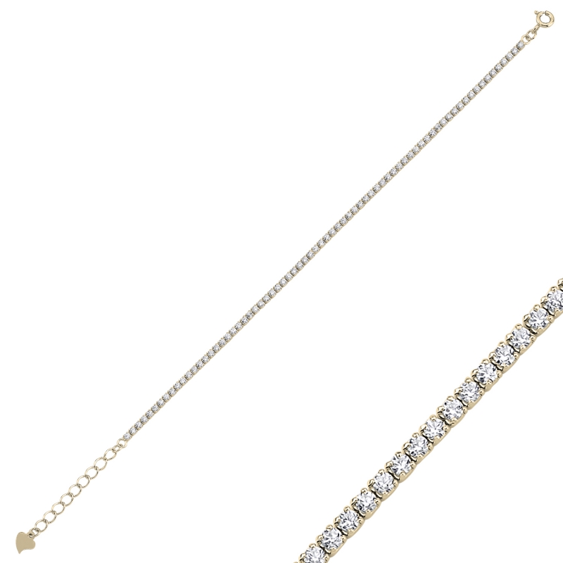 1.75mm%20Square%20&%20CZ%20Tennis%20Bracelet-Gold%20Plated